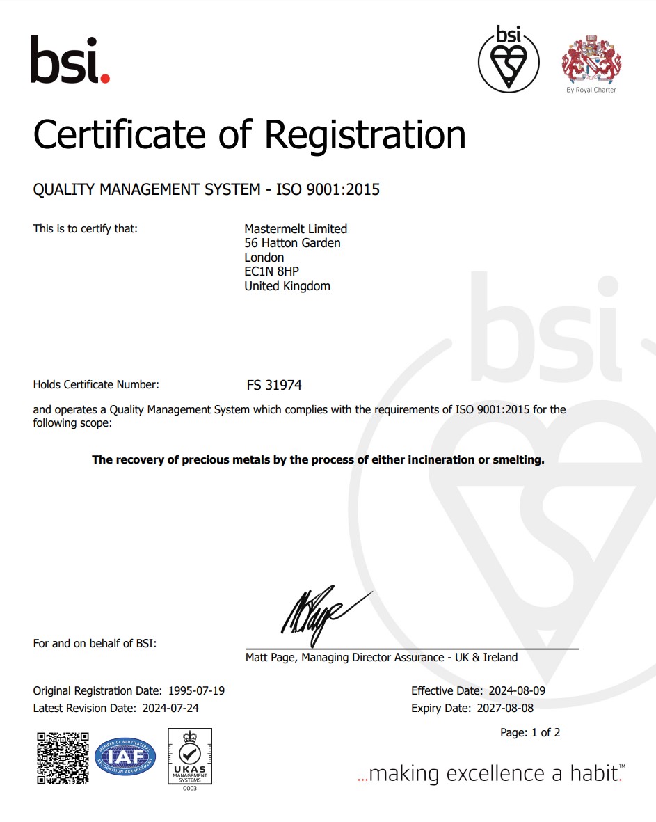 Mastermelt – ISO Quality Management FS 31974