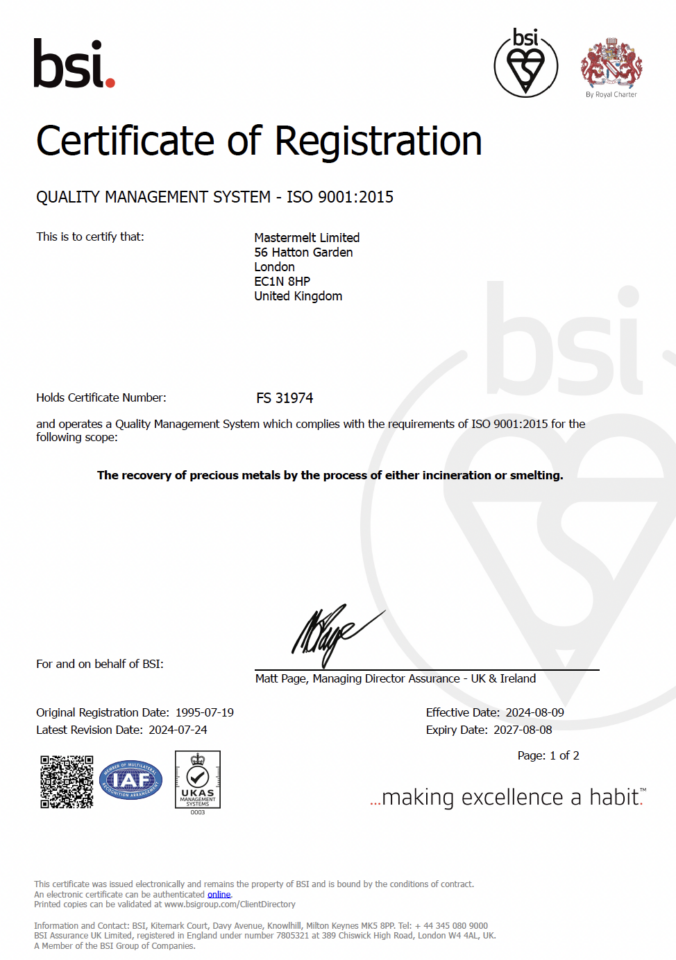 MASTERMELT ISO 9001